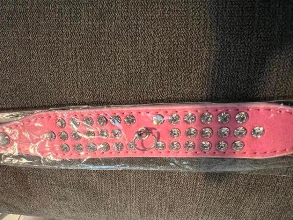 Image 3 of Pink fake diamonds dog collar xs