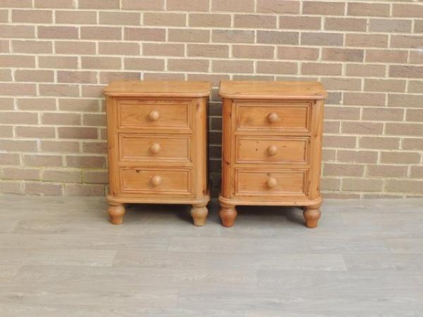 Image 1 of Pair of Welsh Pine Bedside Tables on Bun Feet (UK Delivery)