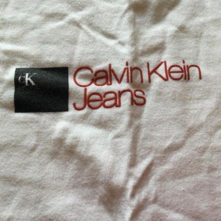 Image 2 of CK JEANS White sz S Long Sleeve T-Shirt, Immaculate