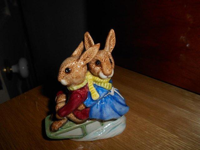 Preview of the first image of Royal Doulton Billie & Bunty Bunnykins Figure - Sleigh Ride.