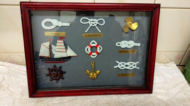 Image 1 of NAUTICAL THEMED WOOD DISPLAY CASE