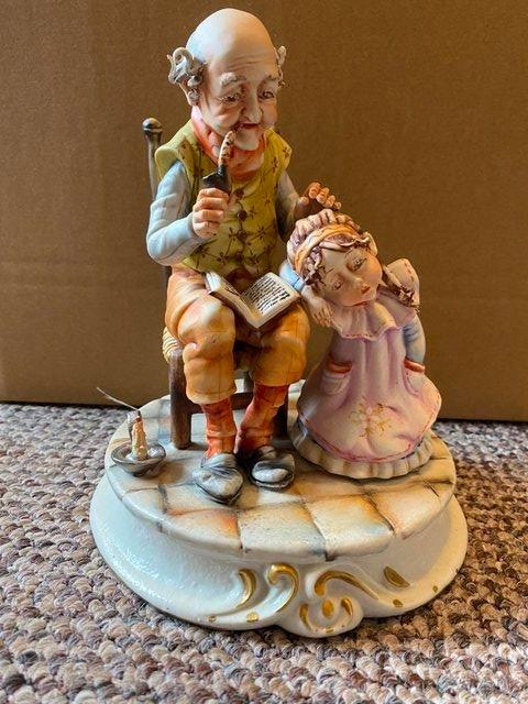 Preview of the first image of Vintage CapoDiMonte grandfather and Grandaughter Figure.