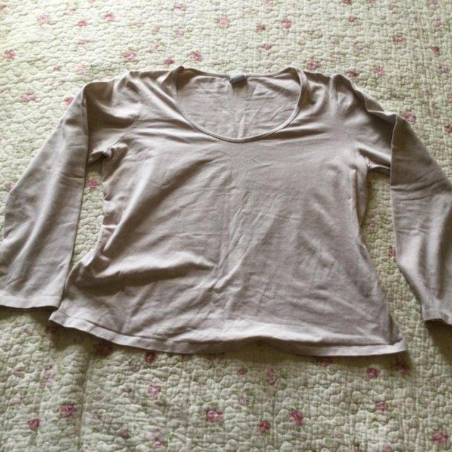 Preview of the first image of MODA MOTHERCARE size 18 Beige Stretch Cotton LS Top.