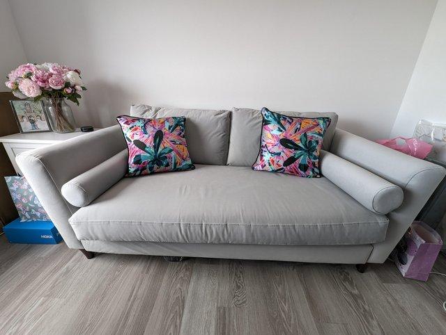 Preview of the first image of DFS Joules Langton 3 Seater Sofa, Light Grey, Like New.