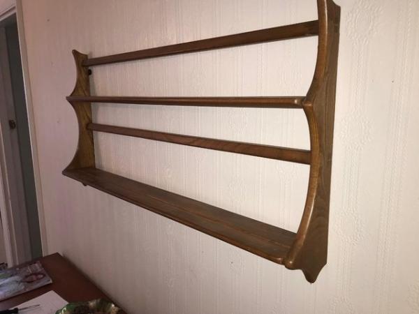Image 2 of ERCOL PLATE RACK WITH TWO SHELVEs