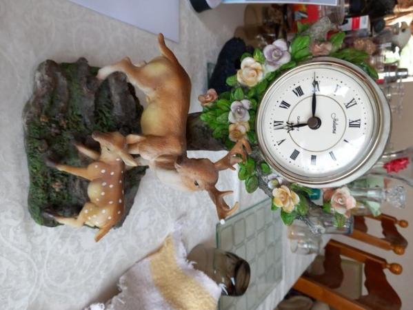 Image 1 of Deer family Ornament working clock