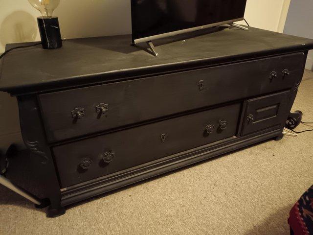 Preview of the first image of Vintage chest of drawers... black chalk paint.