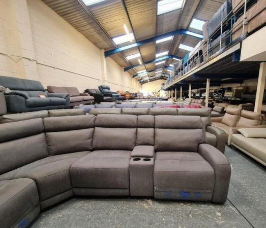 Image 11 of Paisley grey fabric electric recliner large corner sofa