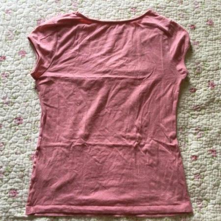 Image 3 of H&M Pink Soft Stretch Cotton Cap Sleeved T-Shirt