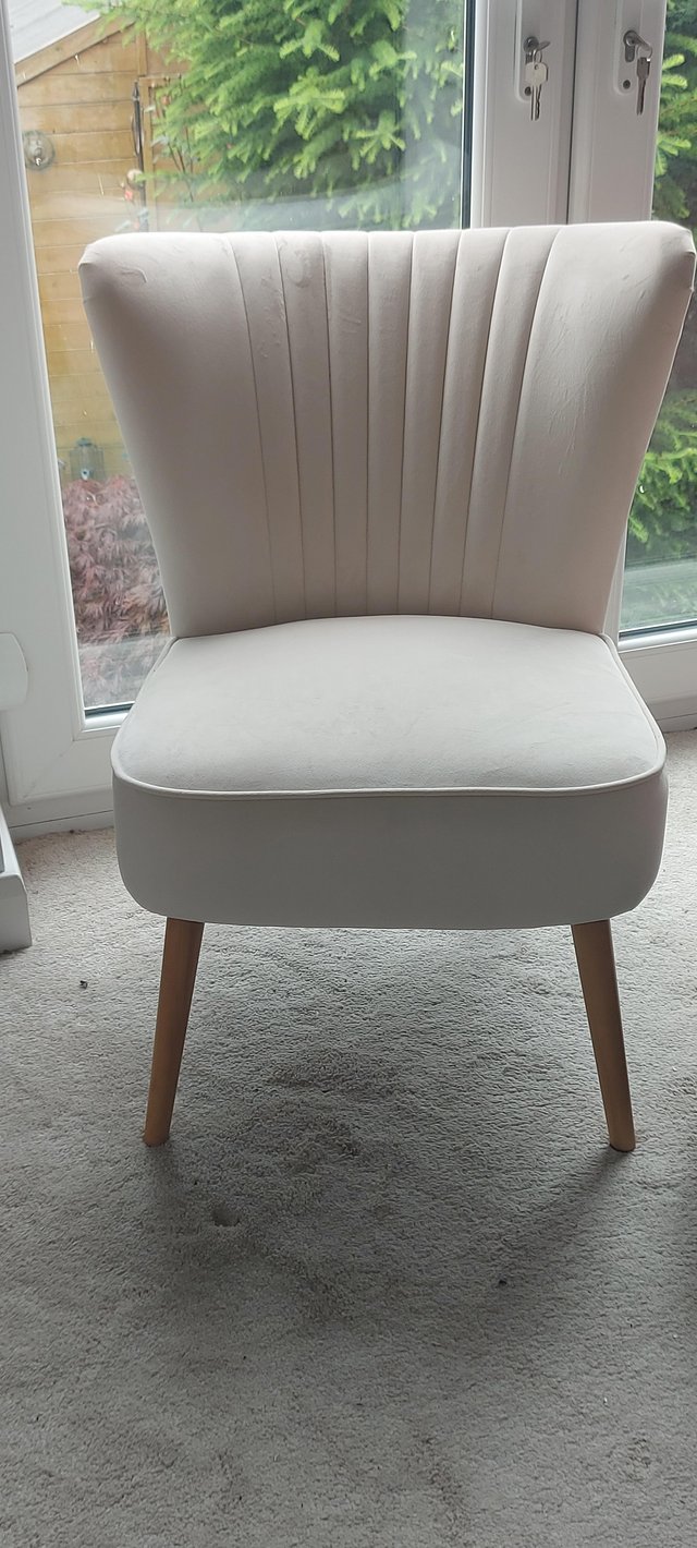 Preview of the first image of Chair, upholstered in cream velvet.