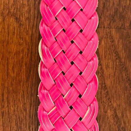 Image 3 of Vintage 1990's pink faux leather plaited, braided belt.