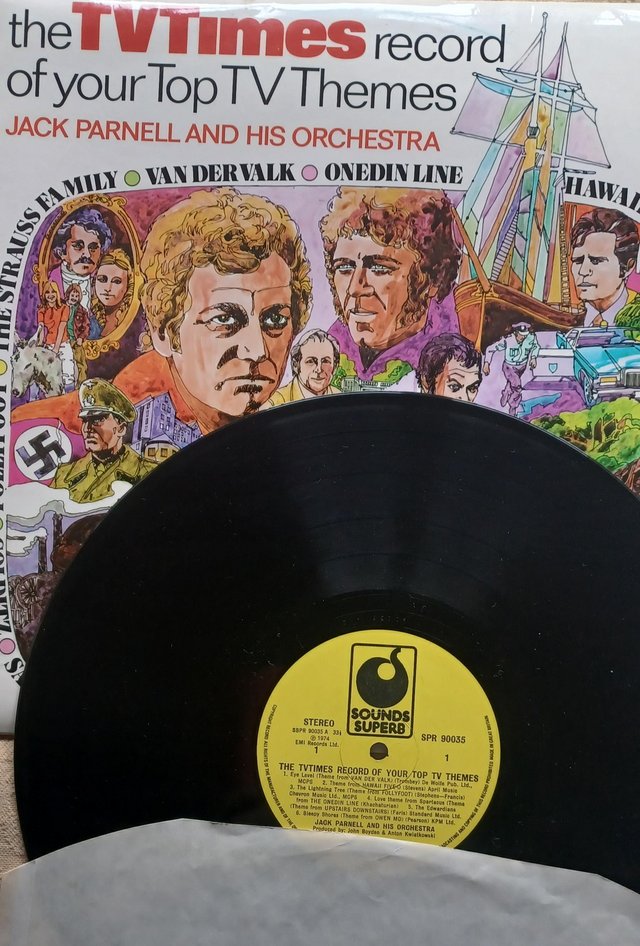 Preview of the first image of 1974 TV themes vinyl record.