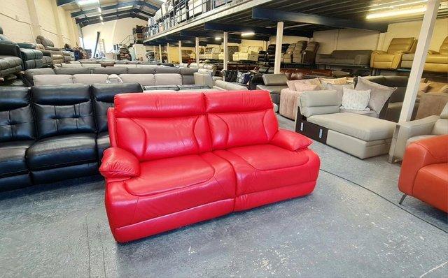 Image 8 of La-z-boy Raleigh red leather electric 3 seater sofa