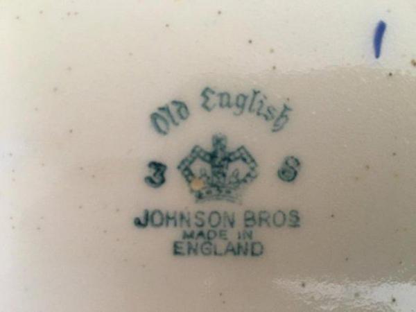 Image 2 of 12 1/2" Johnson Old English gilded, floral & blue plate.
