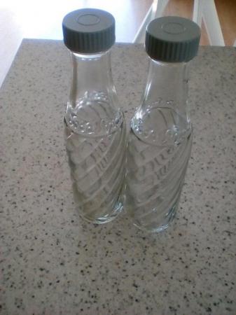 Image 1 of 2x Vintage, Retro, Soda-Stream Glass Bottles & Tops