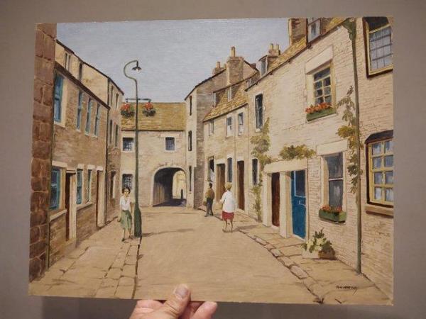 Image 3 of Vintage Oil Painting Of A Village Scene