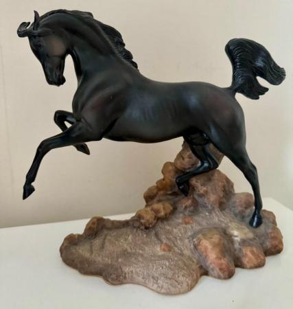 Image 1 of ‘FURY’ black stallion by Pamela Du Boulay Franklin Mint