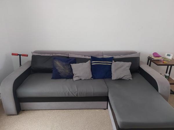 Image 2 of Sofa bed with storage and footstool