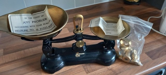 Image 1 of Weighing scales,  with original weights & paperwork  !