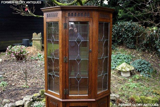 Image 54 of OLD CHARM LIGHT OAK CANTED DISPLAY CABINET CUPBOARD DRESSER