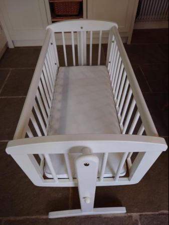 Image 2 of Crib, Mothercare, white, washable mattress included, all exc