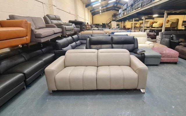 Image 1 of Ex-display Marvella grey leather 3 seater sofa