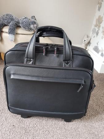 Image 2 of Black leather look Wheeled laptop bag