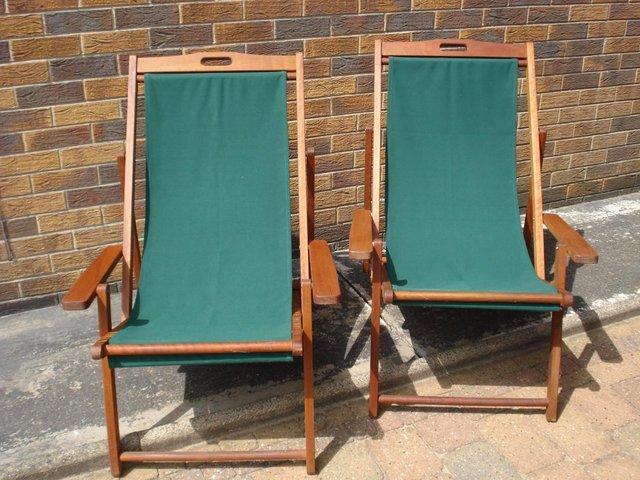 Preview of the first image of 2 deckchairs in excellent condition.