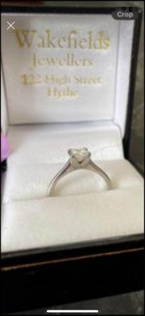 Image 3 of Princess cut diamond and platinum engagement ring