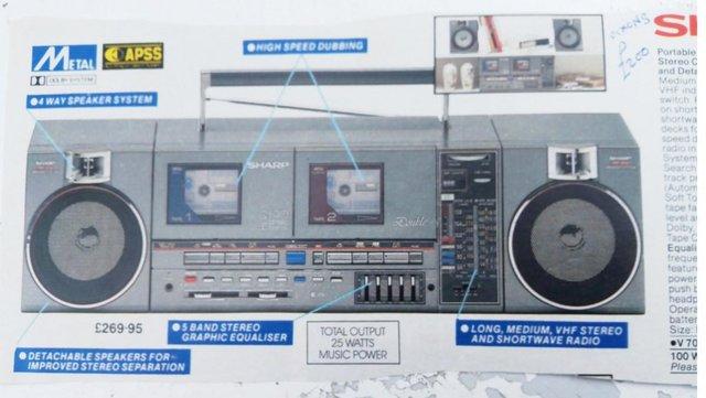 Image 2 of Sharp Qt- 90Double Radio Cassette Player Portabl
