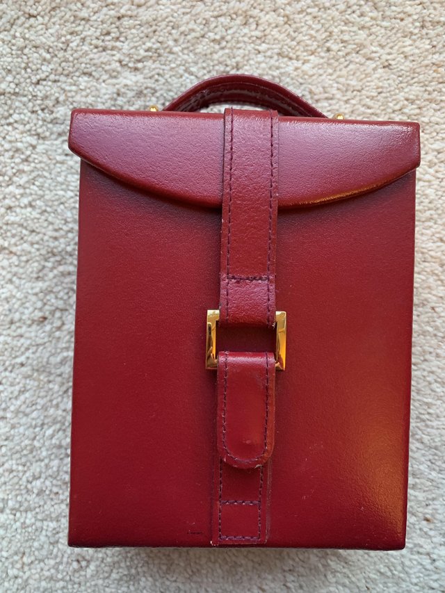 Preview of the first image of Genuine red leather quality jewellery case or box.
