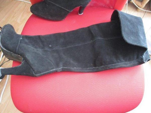 Image 1 of VINTAGE BLACK LEATHER SUEDE OVER THE KNEE BOOTS