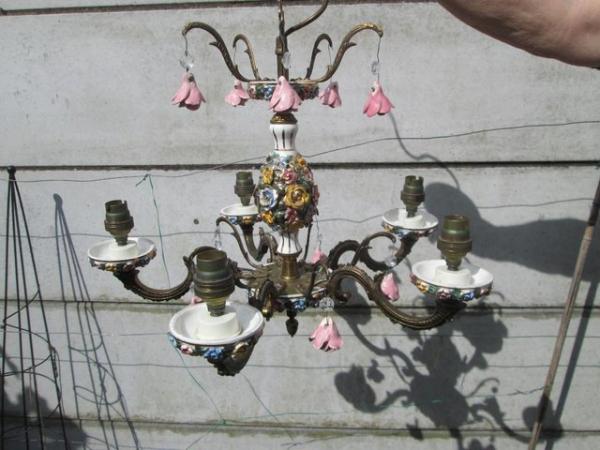 Image 1 of ornate rose ceiling light with shades
