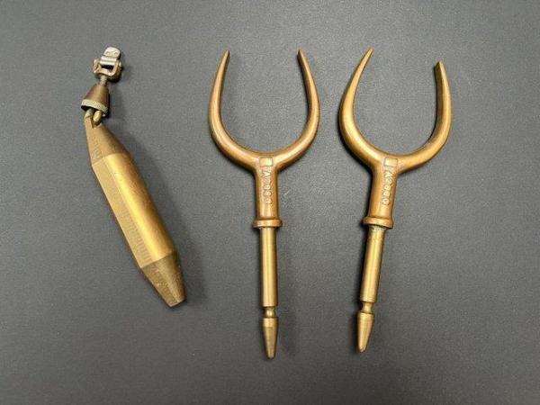 Image 1 of Naval Solid Brass Rowing Rollocks & Tank Sounding Carrot