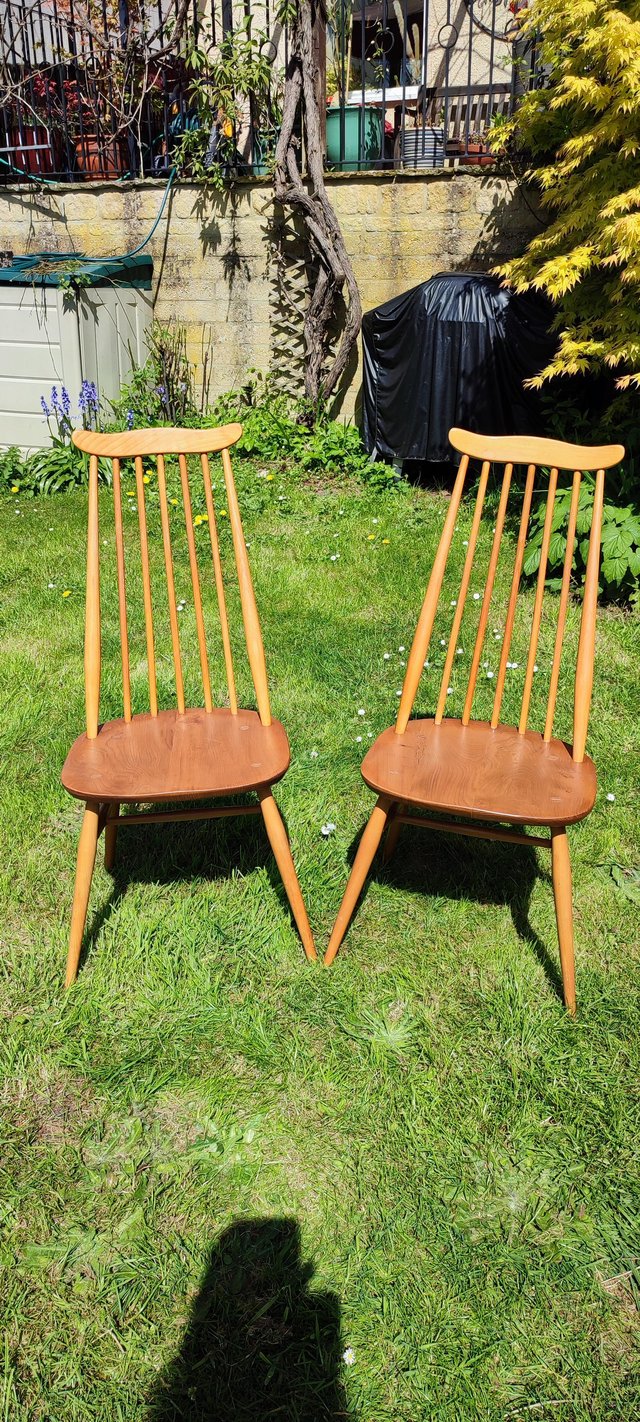 Preview of the first image of Vintage Ercol Goldsmith Chairs (2 carvers/2 dining)..