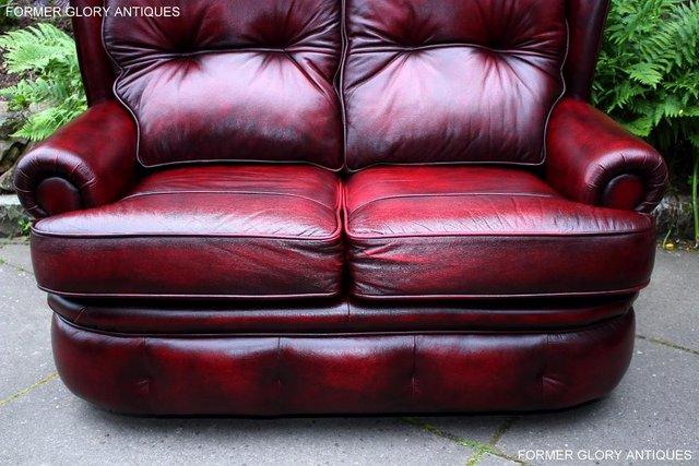 Image 63 of SAXON OXBLOOD RED LEATHER CHESTERFIELD SETTEE SOFA ARMCHAIR