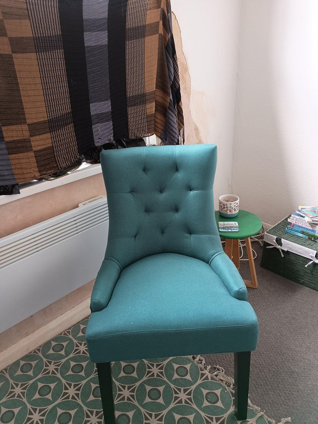 Preview of the first image of Green/aqua dining chair.