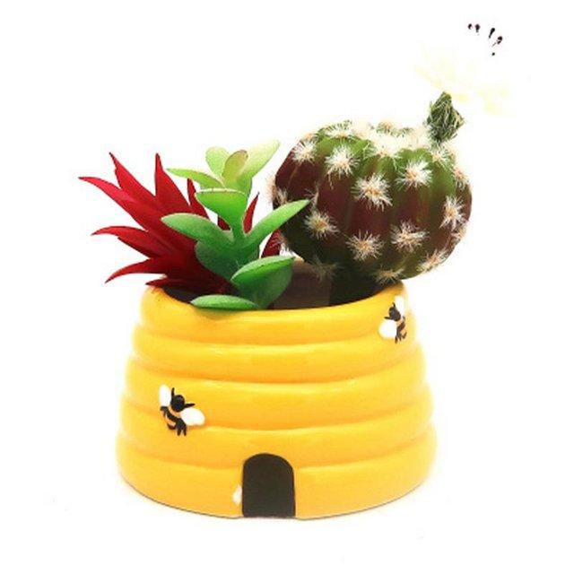 Preview of the first image of Beehive Shaped Ceramic Planter Plant Pot.  Free uk postage.