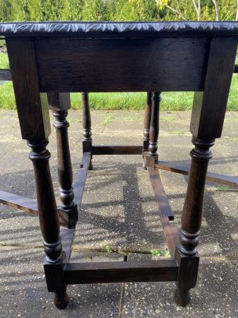 Image 6 of Vintage Antique Dark Brown Gate Leg Table & 3 Chairs