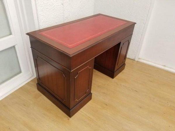 Image 6 of Beautiful ox blood leather and mahogany desk with cabinet.