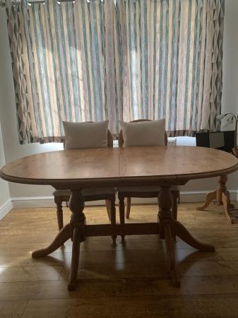 Image 2 of Large Oval Solid Pine Extending Dining Table