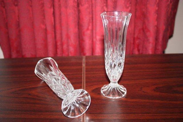 Image 2 of Two crystal cut bud vases