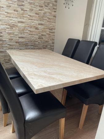 Image 2 of Cream marble effect dining table (with or without chairs)