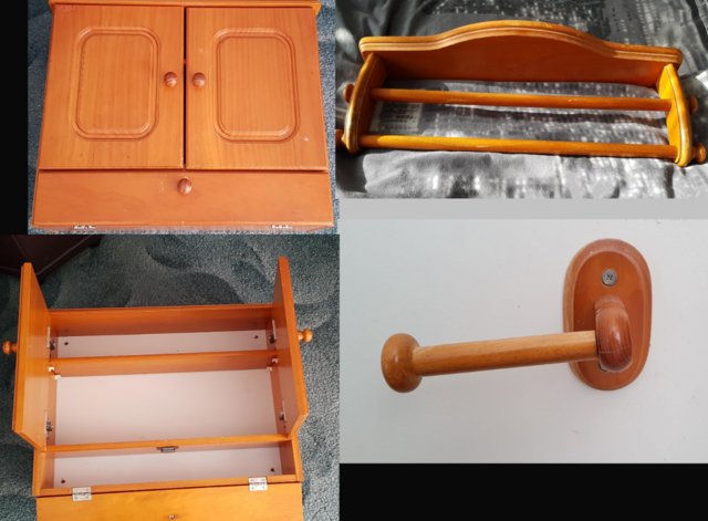 Preview of the first image of Pine Bathroom Set - Cabinet/TowelRail/Toilet Roll Holder - C.