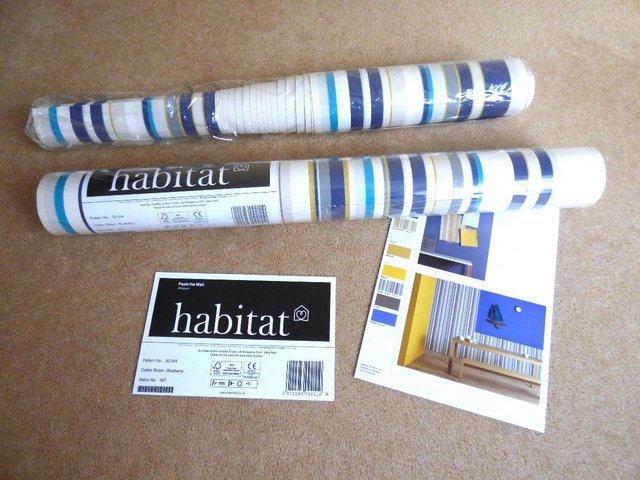 Preview of the first image of Habitat Stripe Blueberry 20-344 Wallpaper, New/Unused x1+.