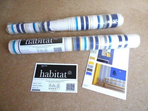 Image 1 of Habitat Stripe Blueberry 20-344 Wallpaper, New/Unused x1+