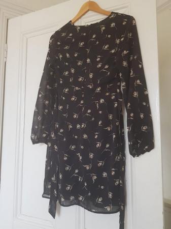 Image 3 of Black Floral Long Sleeved Dress, Size 8 - New with tags