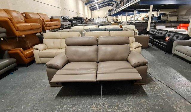 Image 10 of Polo Divani Merry taupe grey leather recliner 3 seater sofa