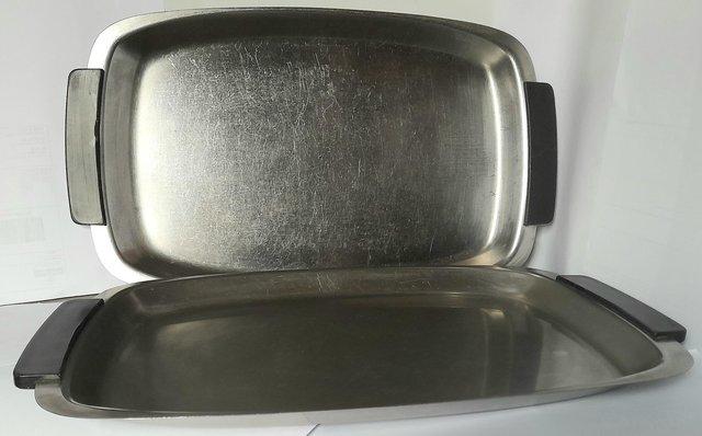 Image 3 of A HANDLED SERVING TRAY ST/STEEL 44 x 26 cm