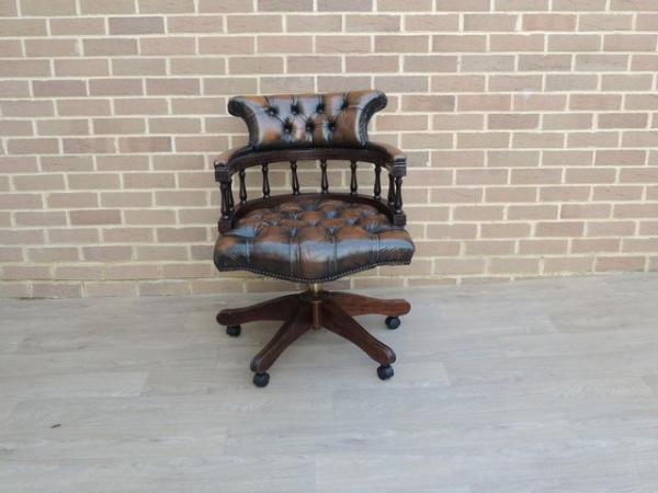 Image 3 of Golden Brown Chesterfield Captains Chair (UK Delivery)